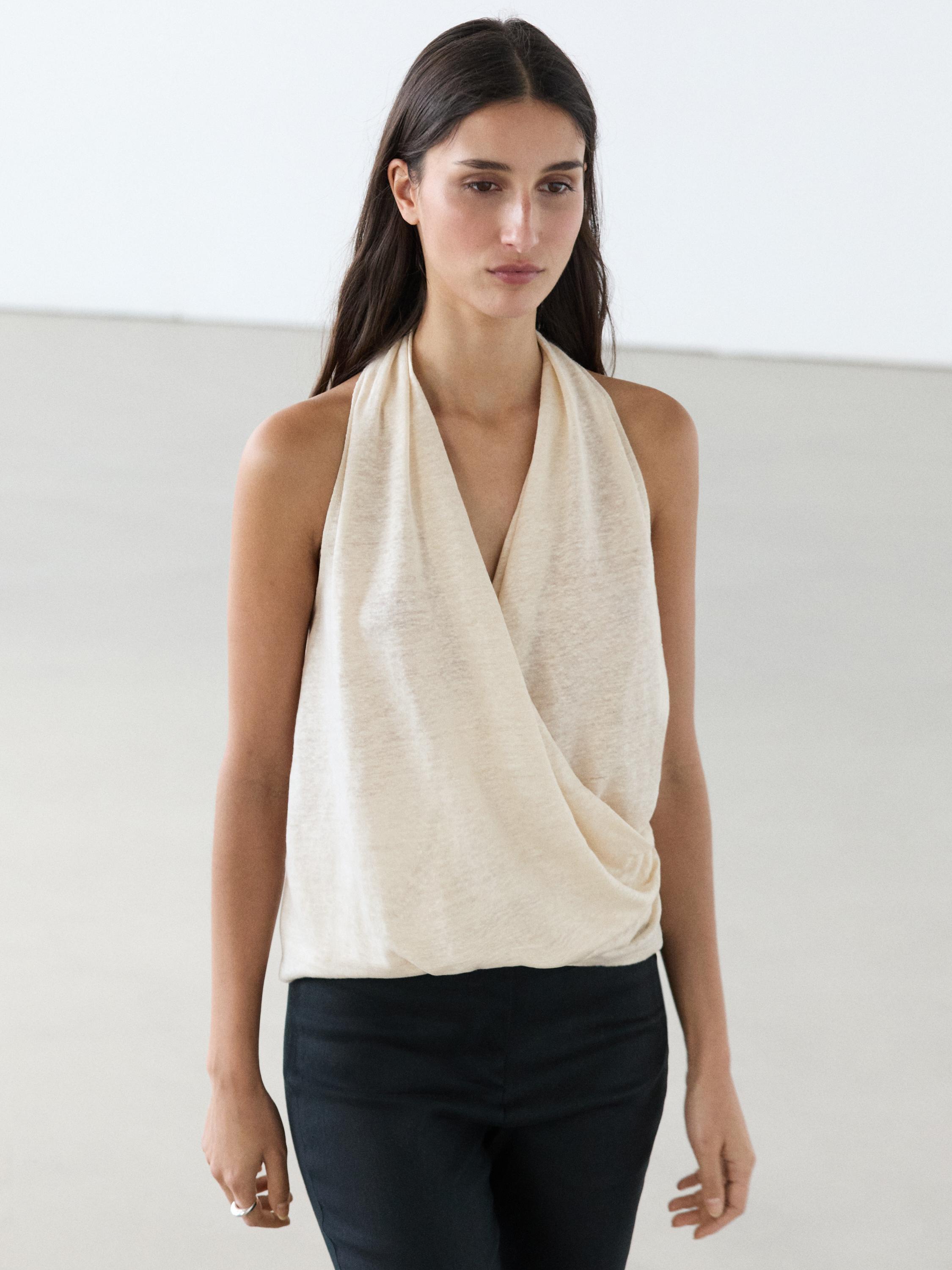 Top croisé drapé
